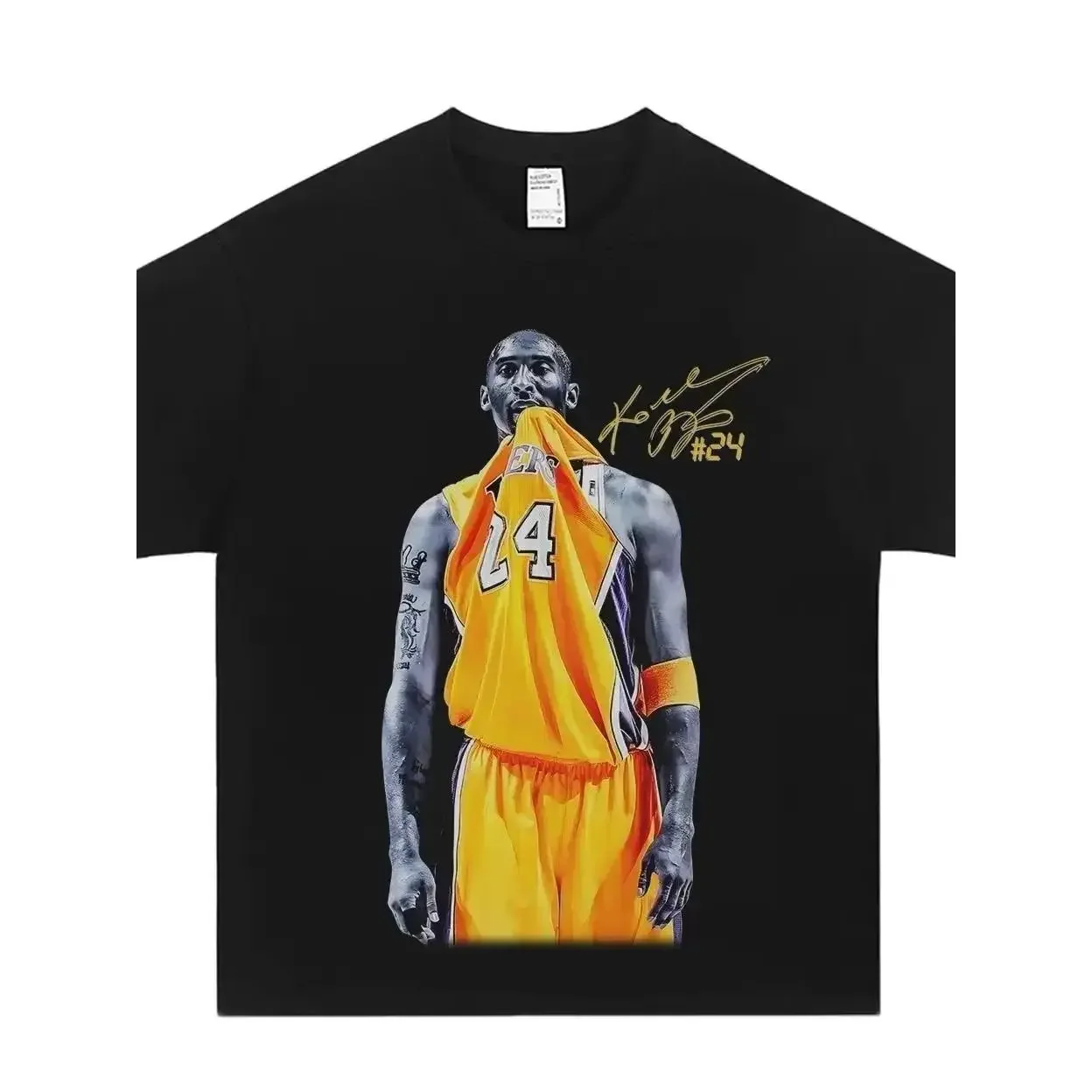 Men's Retro Kobe Bite Shirt Character T-shirt - Signature Pattern T-shirt - Oversized Cotton Casual Summer Street Wear Top, Casual Streetwear Top
