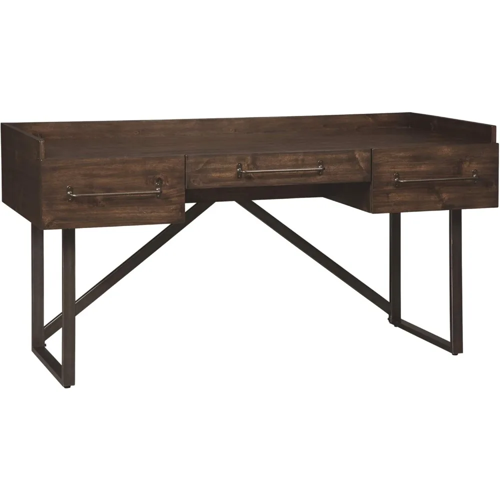 

Brown 63" Starmore Urban Industrial Home Office Desk featuring Open Storage Cubby