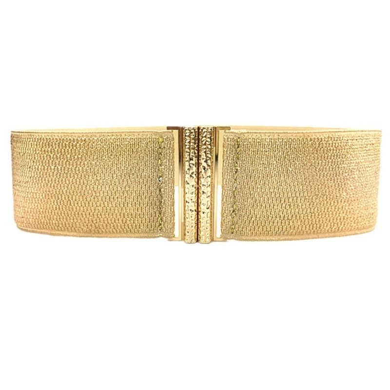 

Gold Corset Wide Corset Waist Belt Decorative Waist Cincher Elastic Waspie Belt Glittering Waspie Wide Belt for Female T8NB