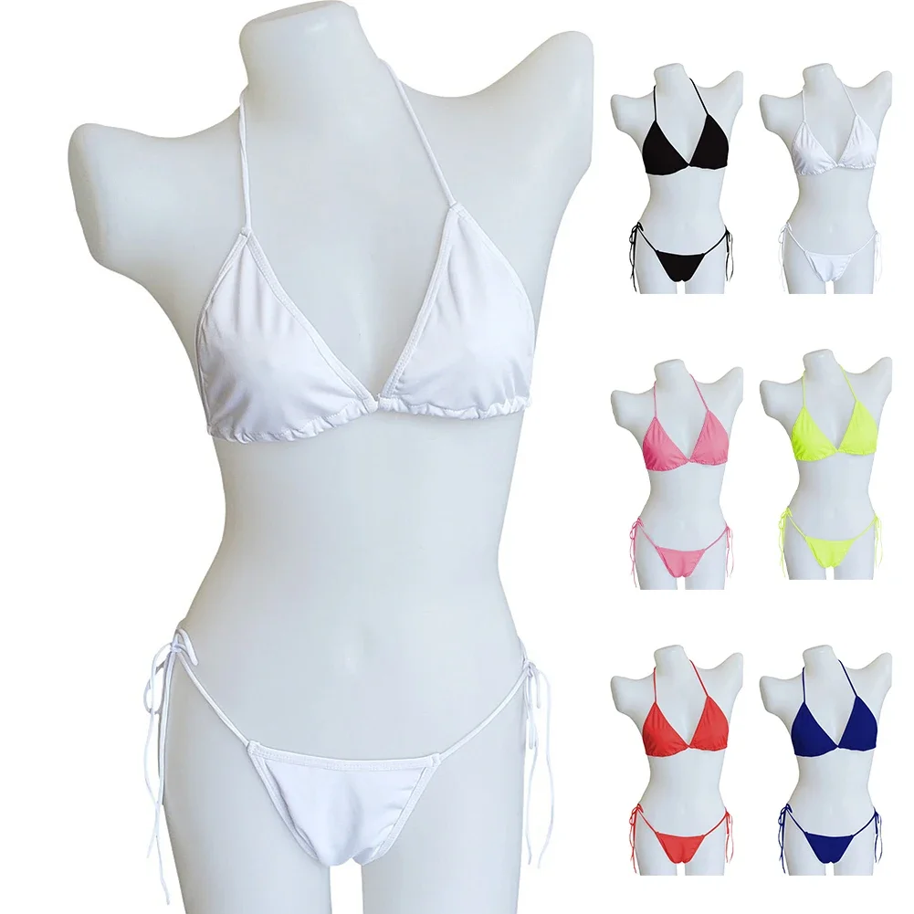 Sexy Swimsuit Micro-Bikinis Women Swimwear High Cut Bathing Suits Push Up Biquinis Bandage Beachwear Solid Bikini Sets