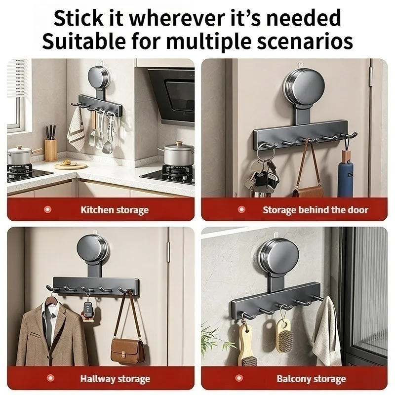 1pc Suction Cup Hook No Need To Drill Bathroom Kitchen Door Clothes Hanger Hanging Rack Accessories - view 5