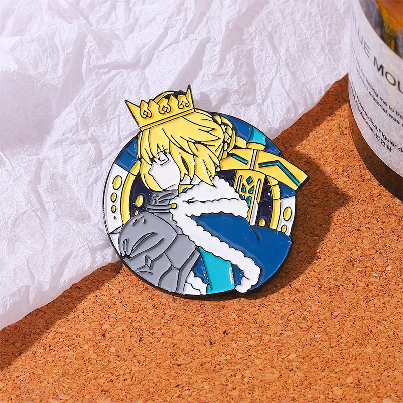 Saber Enamel Pins Custom Altria Pendragon Brooches Lapel Badges Cartoon Anime Fate Jewelry Gift for Fans Friends