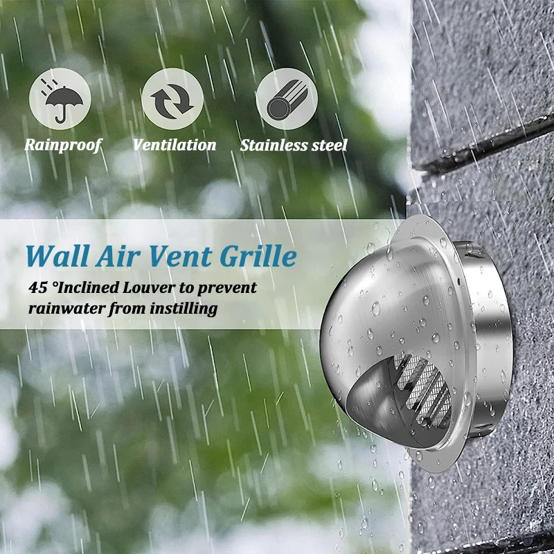

Stainless Steel Wall Ceiling Air Vent Ducting Ventilation Exhaust Grille Cover Waterproof Outlet Heating Cooling Vents Cap