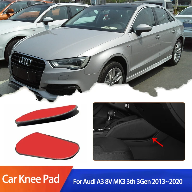 For Audi A3 8V MK3 3th 3Gen 2013~2020 2014 Car PU Lether Center Control Leg Knee Rest Cushions Elbow Pad Thigh Support Cushion