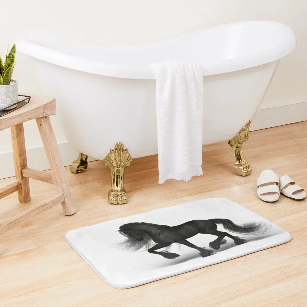 

Friesian Horse Bath Mat Bathroom Absorbent Quick Dry Accessories For Shower And Services Anti-Skid Shower Mat