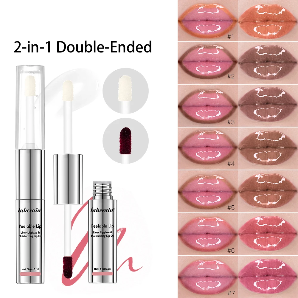 2 In 1 Lip Liner And Lip Gross Double Ended Peel Off Waterproof Matte Nourishing Moisturizing Smudge Proof Lip Tint Cosmetics