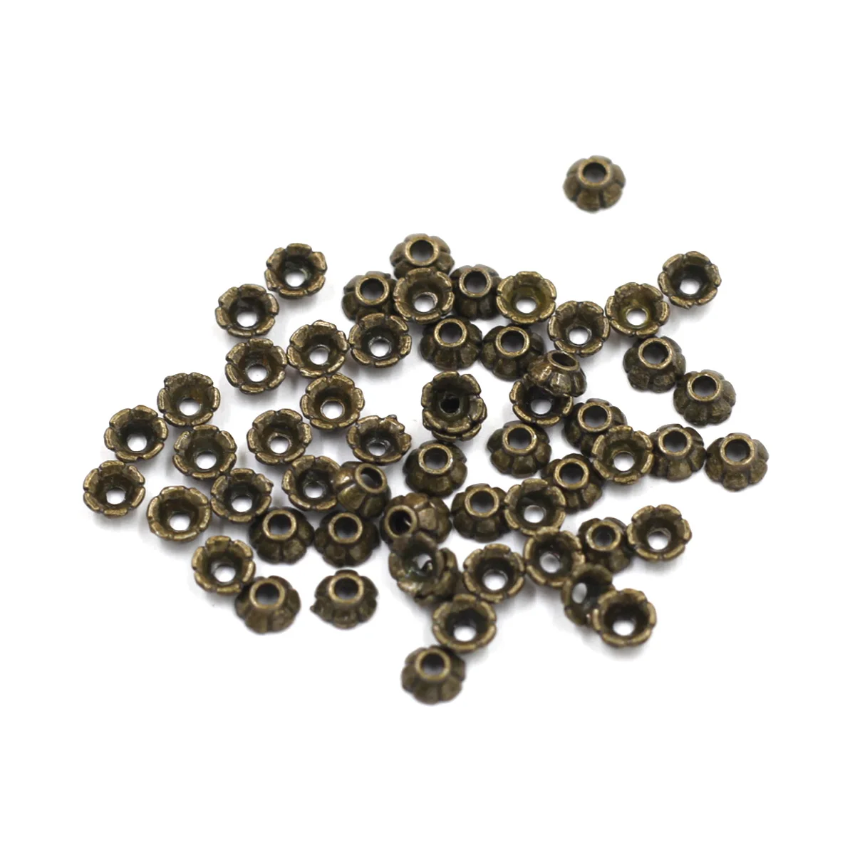 500 Stück Endperlenkappen, Blumenform, Silber, Gold, Kupfer, Bronze, Ton, gemischt, klein, passend für 4–5 mm Perlen, Schmuck, DIY, 3 mm – Detail 5