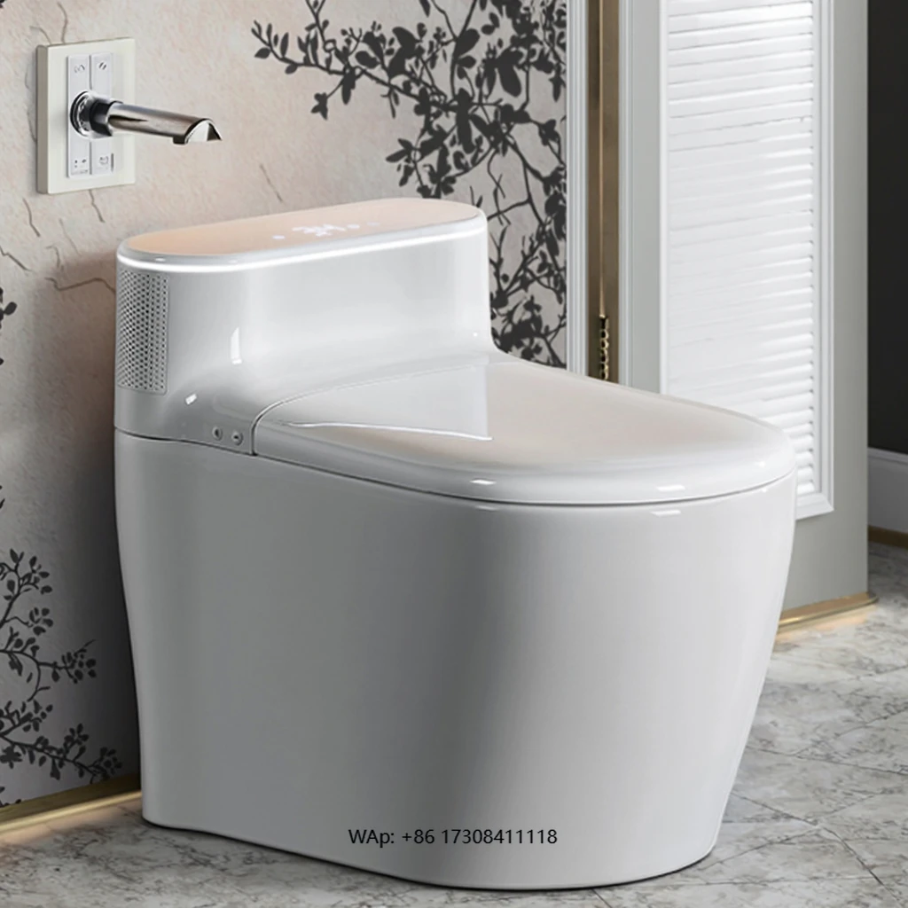 Modern Intelligent One Piece Hanging Toilet Bowl Sanitary Ware Seat Heating Remote Control Smart Automatic S-Trap Design