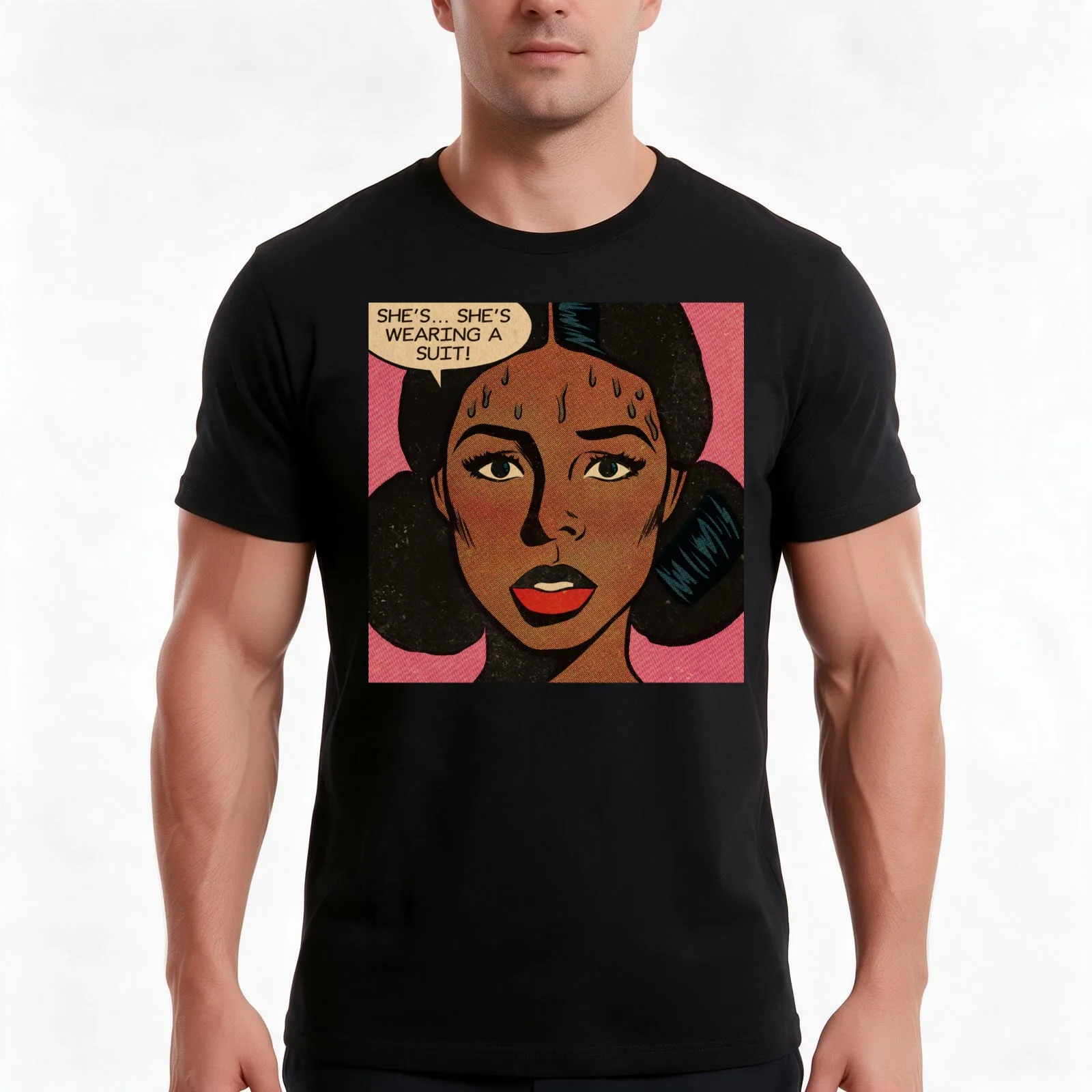 She’s wearing a suit! T-Shirt Summer Casual Cotton Tee, Unisex Men Women