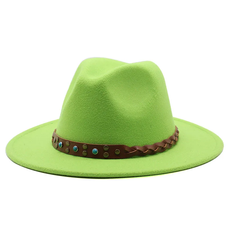 Popular Felt Cap British Style Belt Retro Easy Matching Top Hat Men Women Fedora Hat Woolen Hat 2