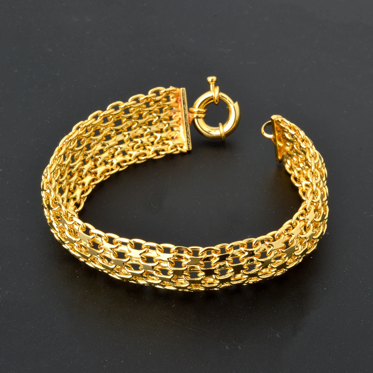 Dubai Copper Link Chain Bracelets for Unisex 18K Gold Plated Wristband Miami Curb Punk Classic Hand Jewellery Party Gift