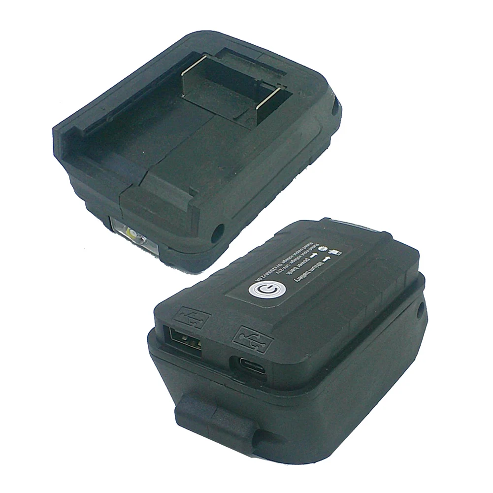 Black Type C Adapter Battery Adapter With Flashlight Feature Overcharge Protection Power Tool Accessory Overcharge Protection