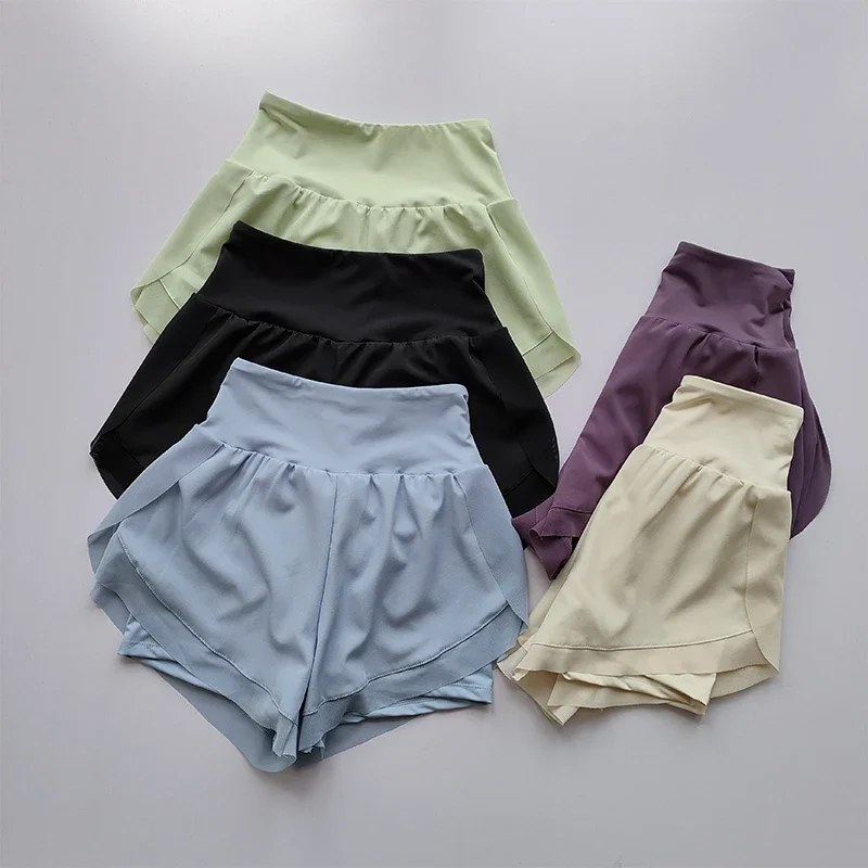 Short de sport taille haute pour femme, maille respirante, double couche, séchage rapide, gym, fitness, course à pied, cyclisme, yoga, été