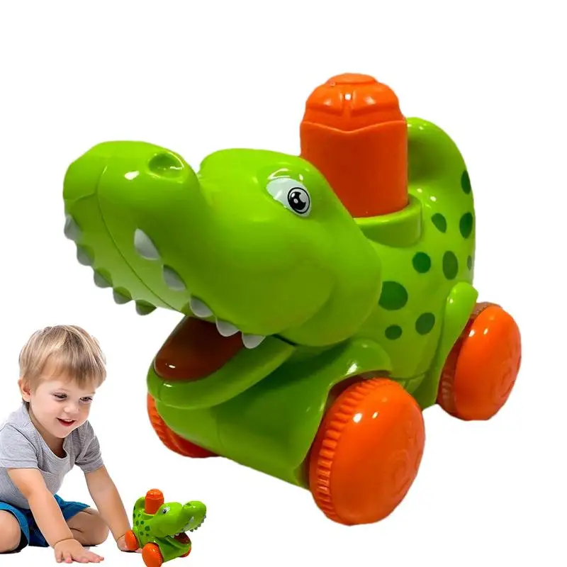 Small Toy Car Interactive Green Animal Toy Kids Outdoor Toys Learning Toy Press Forward Crocodile Car Toy For Birthday Holiday