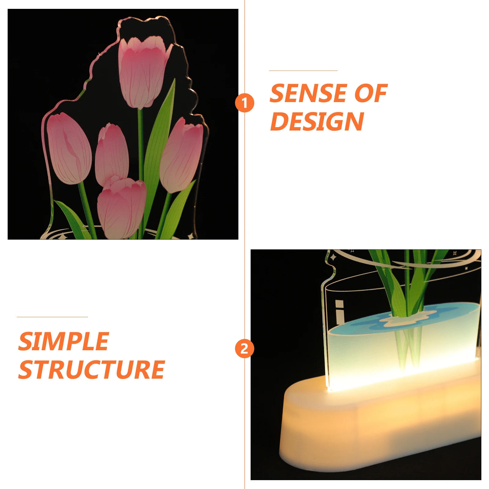 

Tulip Flower 3D Illusion Lamp Bedroom Decorative Night Light Pink Acrylic Light Gifts Kids Families Exquisite