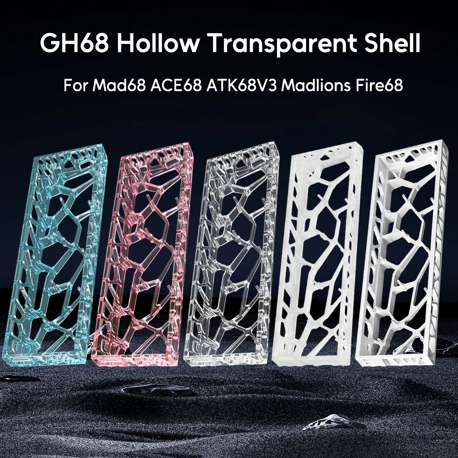 SUMREDA GH68 J68 Transparent Mad68he Keyboard Case Shell 68% Keys Layouts For ACE68 ATK68 V2 V3 ATK68L Magnetic Switch keyboard