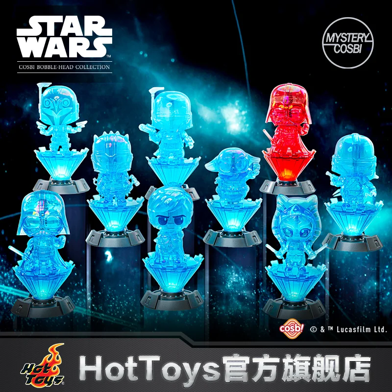 Hot Toys Star Wars Hologram Series With Base Lighting Effect The Mandalorian Cosbi Blind Box Doll Ornament Toy Birthday Gift