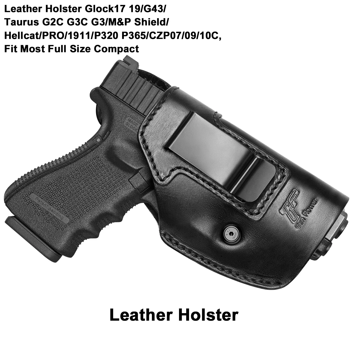 Funda de cuero Glock17 19/G43/Taurus G2C G3C G3/M&P Shield/Hellcat/PRO/1911/P320 P365/CZP07/09/10C, compatible con la mayoría de tamaños compactos