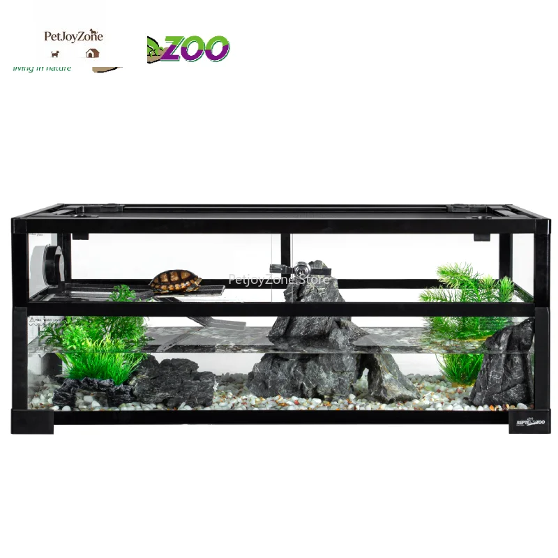 

PetJoyZone Custom Logo 50 Gallon Metal Glass Eco-Friendly Space-Saving Reptile Terrarium Water-Land Ecological Turtle Tank