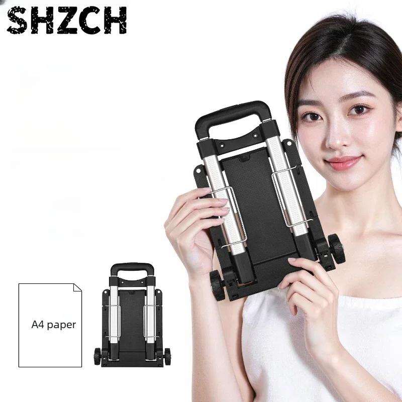 Mini Foldable Trolley, Ultra-Light Pocket Folding Cart, Portable Travel Hand Truck, Space-Saving for Shopping & Backpack