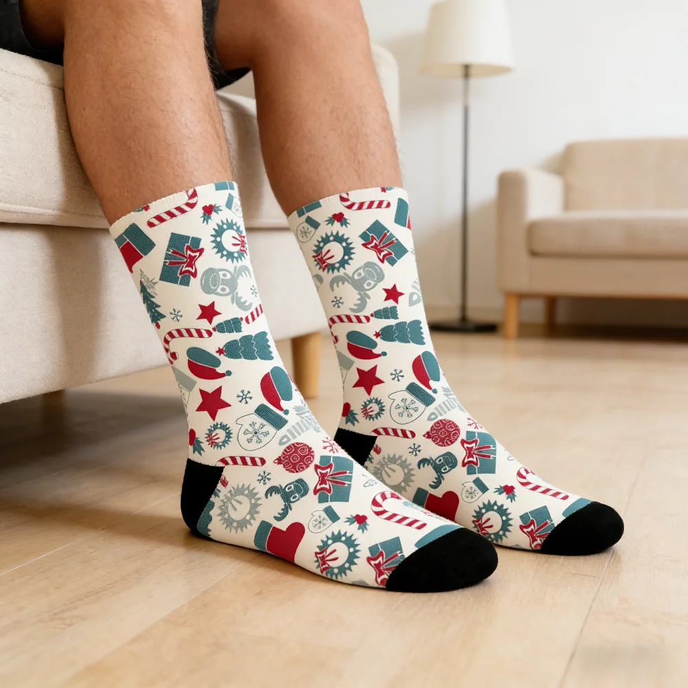 

New Christmas stockings Men Middle Thick Breathable Towel Bottom Colorful Fitness Running Sports Soccer Basketball Socks