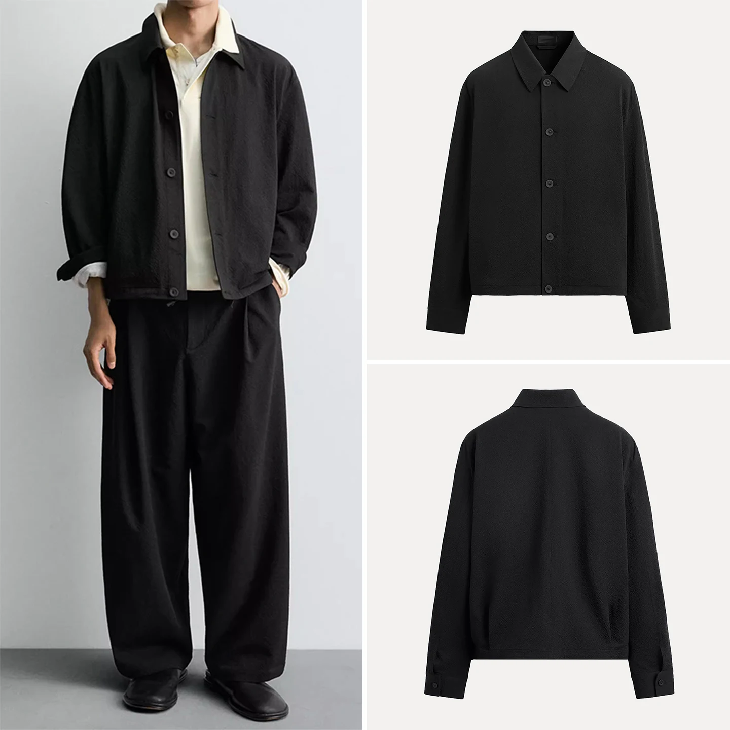 

Faionable Cool Feeling Bubble Long Sve irt Jaet for Men Autumn New Arrival Loose Fit Polyester Youth Wear Commute Sle