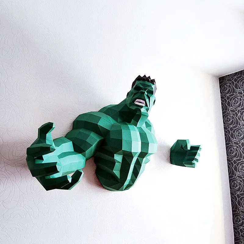 70cm Superhero Green Giant Hulk figure 3D puzzle Paper model home wall decor handmade Geometric origami card model Building Sets