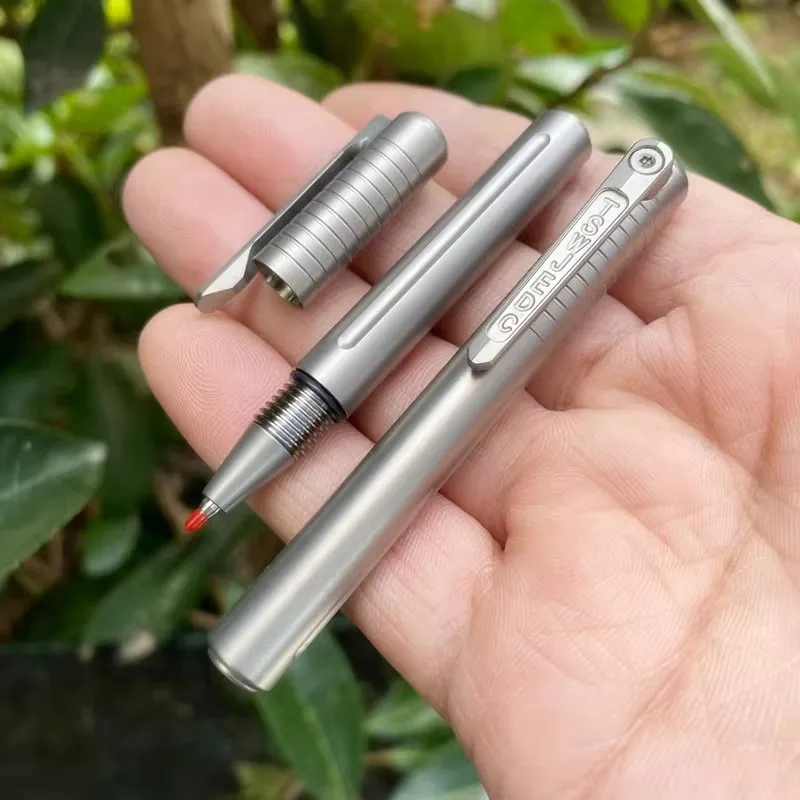 1 Piece Compact TC4 Titanium Alloy Signature Pen Pocket Ballpoint Pen Outdoor Travel EDC