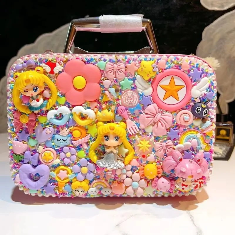 Sanurgente-Sac à bijoux chat Kt pour filles, boîte de rangement, portable, créatif, mignon, coréen, dessin animé, anime, Hello Kitty, My Melody, sac à bandoulière, chaud