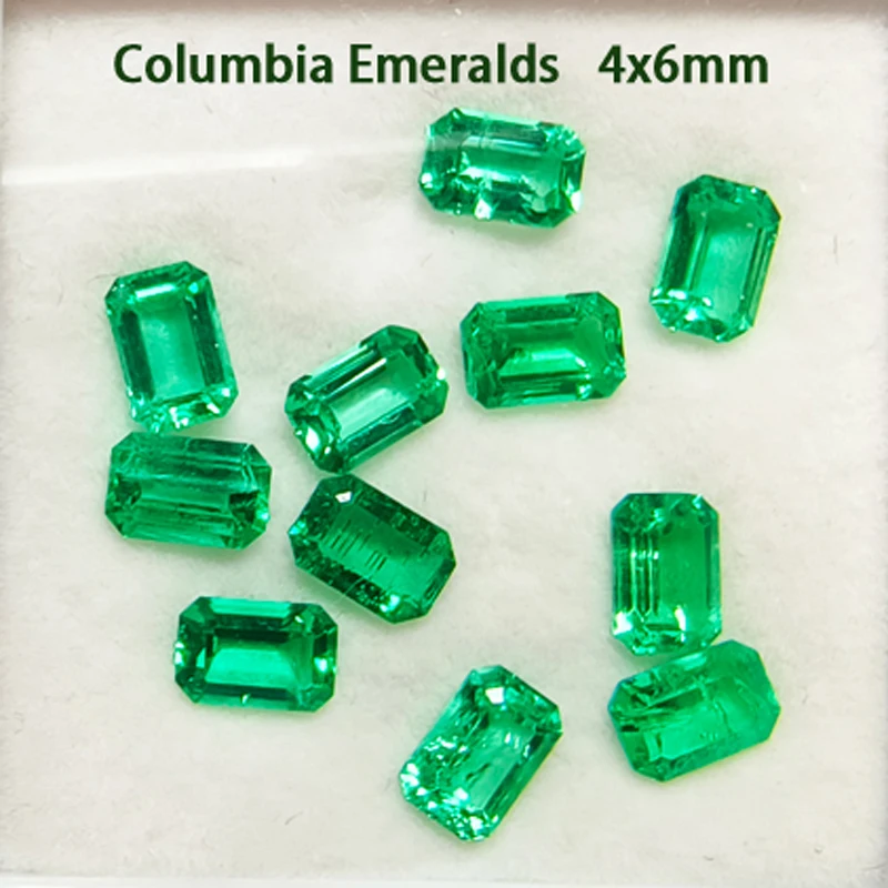 

Lab Grown Columbia Emeralds Emerald Cut Hydrothermal Hand Cutting Advanced Jewelry Making Materials 0.37-0.56ct AGL Certificate