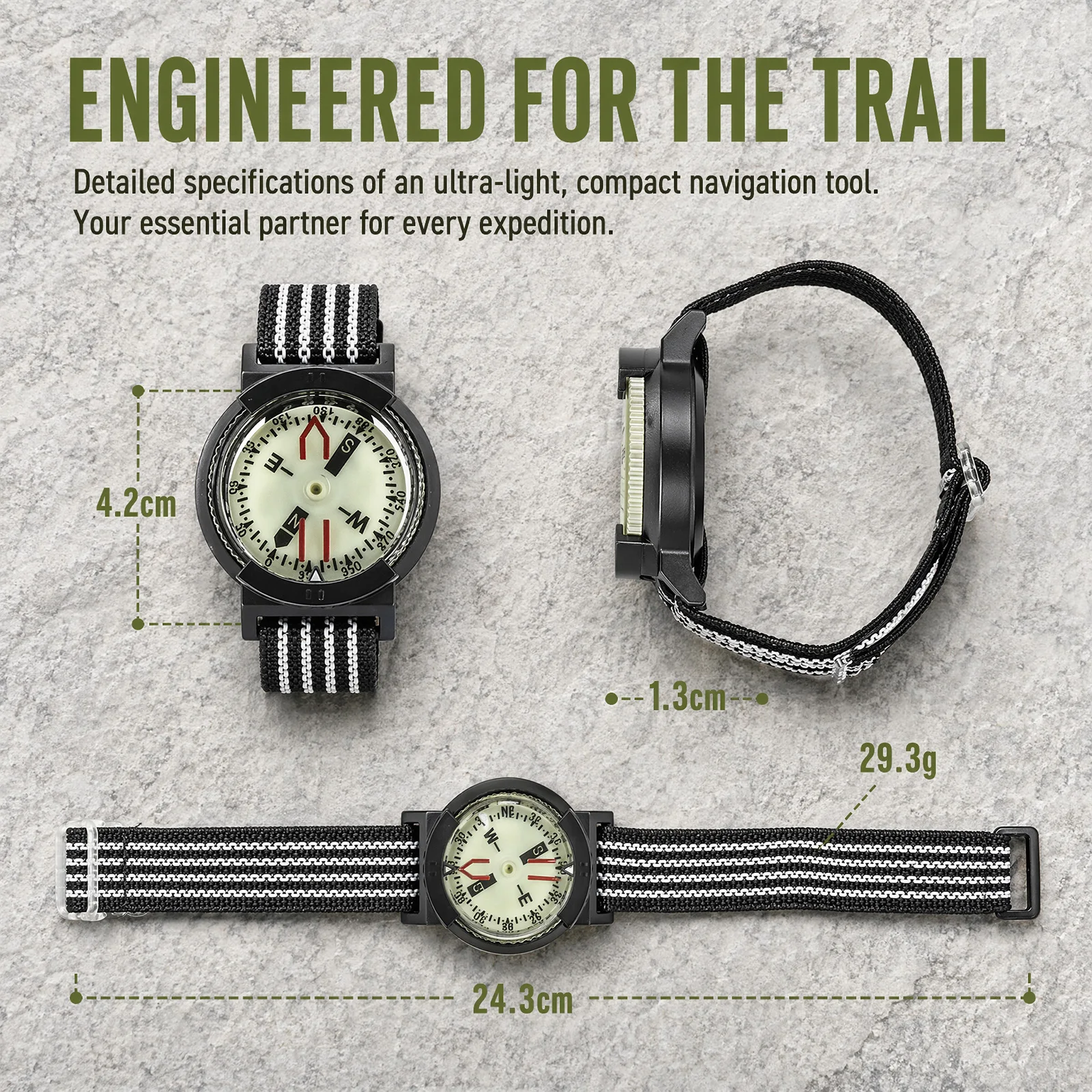 Compass Watch Outdoor Waterproof High Quality Durable Compass Luminous Adjustable Dial Watch For Camping Diving Hiking
