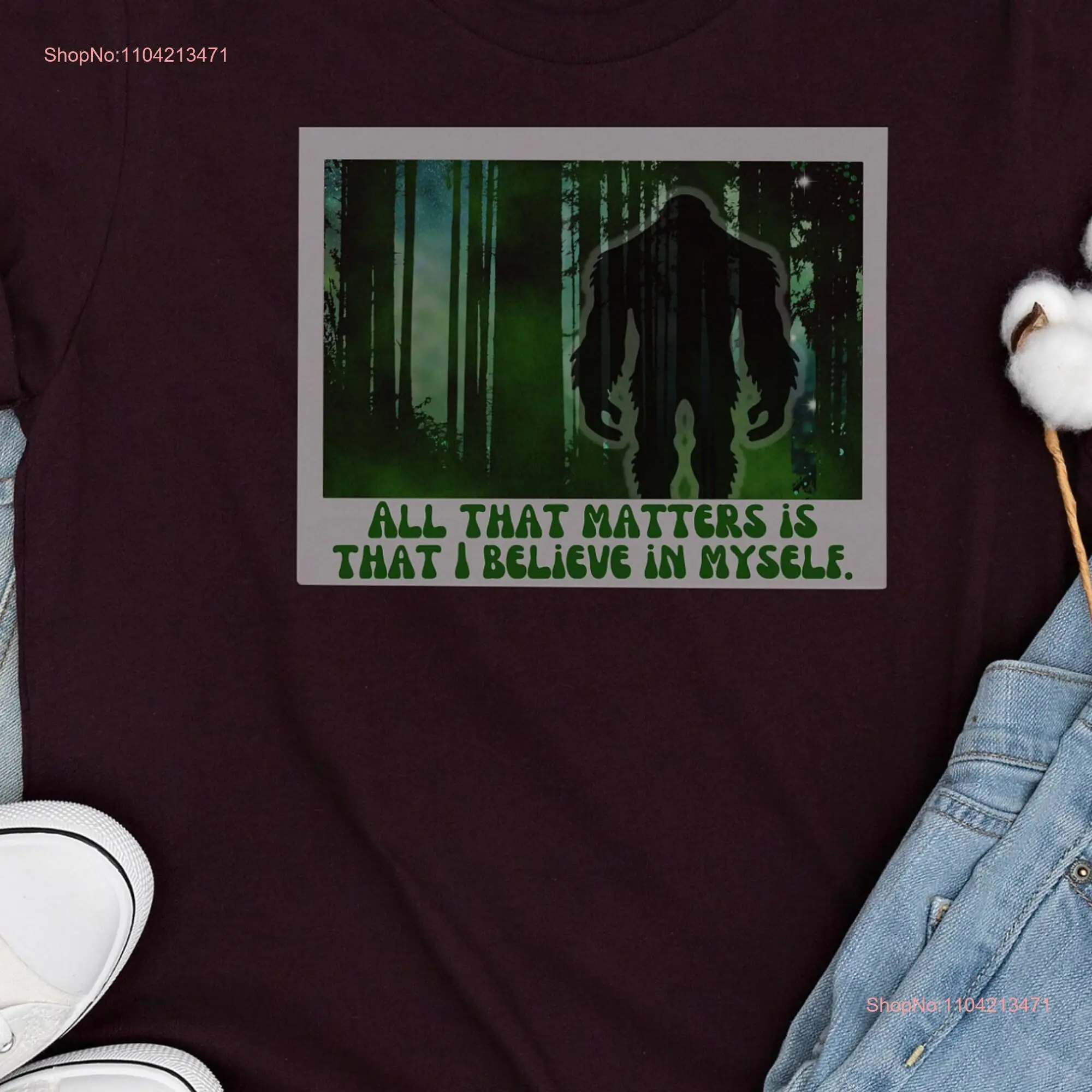 Big Foot I believe in myself T Shirt Cryptozoology Camping Alien Sasquatcht Funny Groovy Bigfoot Hide Seek