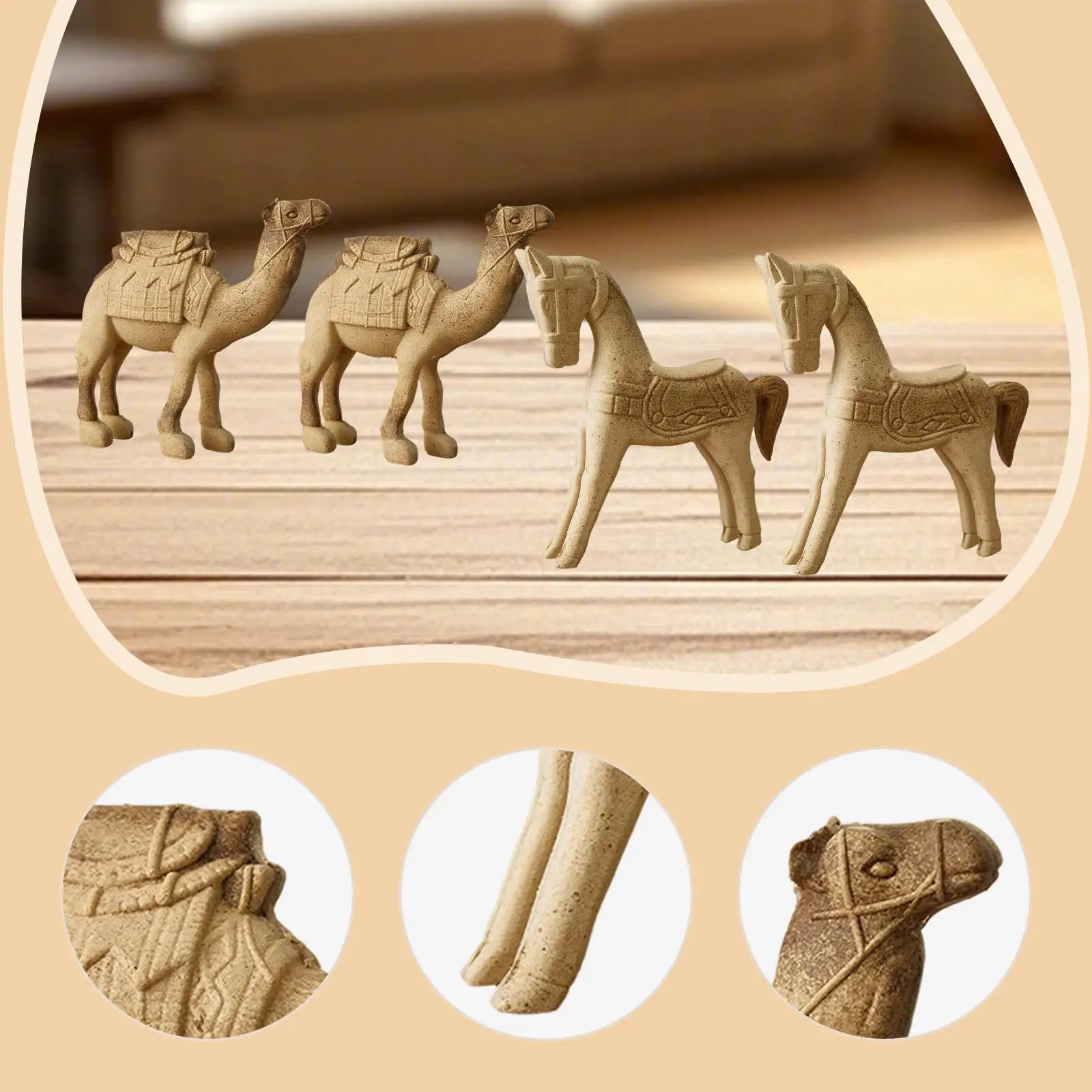 

Wooden Animal Figurines Pair Ornaments Creative Sculpture DIY Painting for Home Fireplace Centerpieces Living Room Tabletop