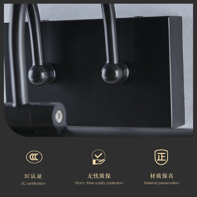 مصباح صورة بسيط من النحاس، مصباح جداري نحاسي لغرفة المعيشة، ضوء مرآة الحمام، مصباح حائط أسود، ضوء مكياج مرآة الحمام #4