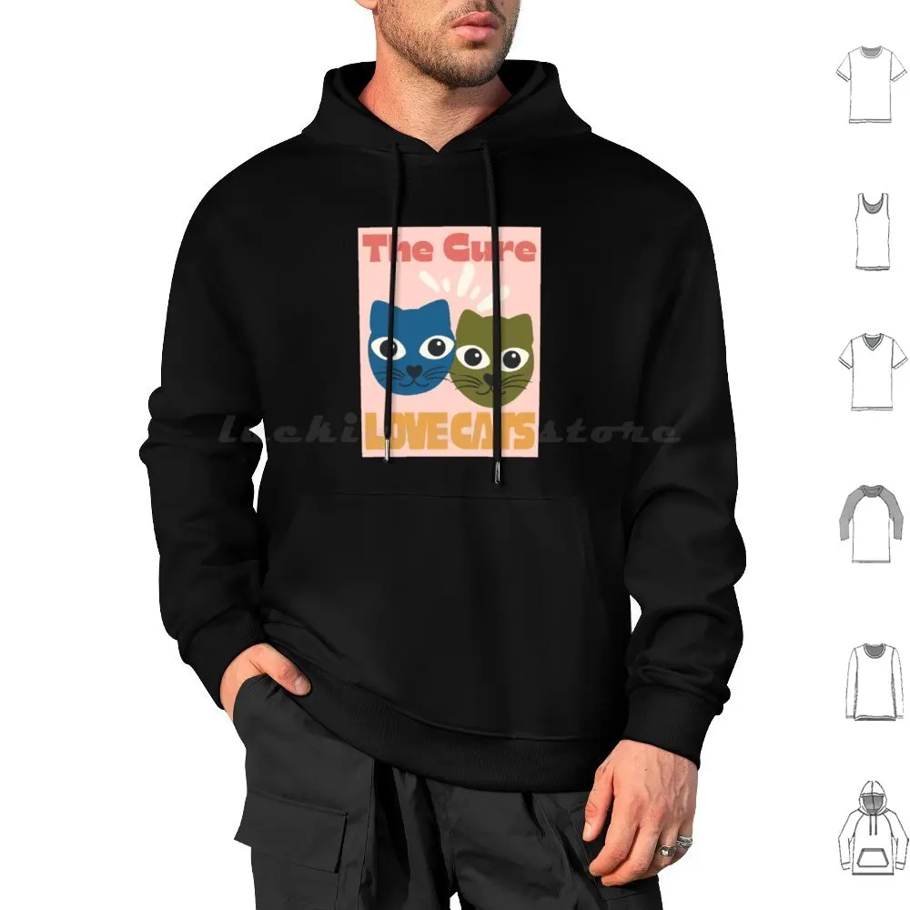 Love Cats Hoodies Long Sleeve Robert Smith Goth Music Cure 80s New Wave Alternative Punk Gothic Disintegration Band