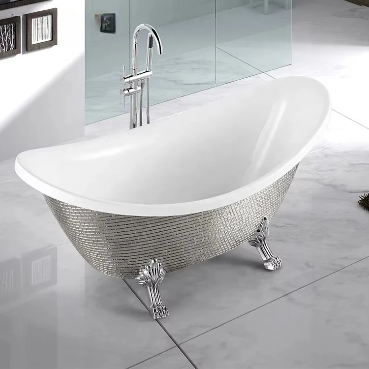 

Acrylic Freestanding Bathtub Hotel Bathroom Small Deep Soaking Tub With Feet