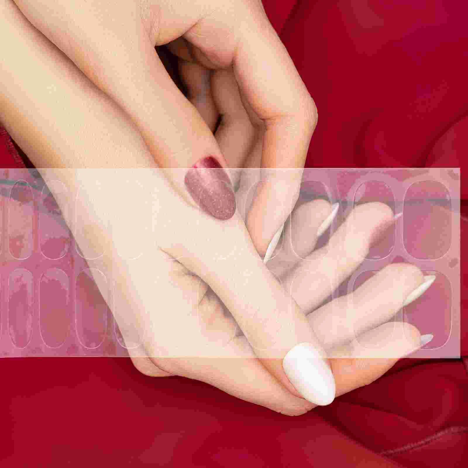 5 fogli adesivi per unghie involucri in gel strisce polacche manicure completamente trasparente semipermanente