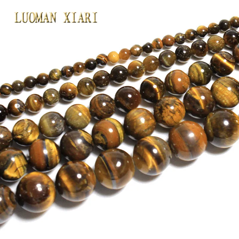 

Fine Natural AAA+ Round Tiger's eye Stone Beads For Jewelry Making DIY Bracelet Necklace Material 6/8/10/12mm Strand 15''