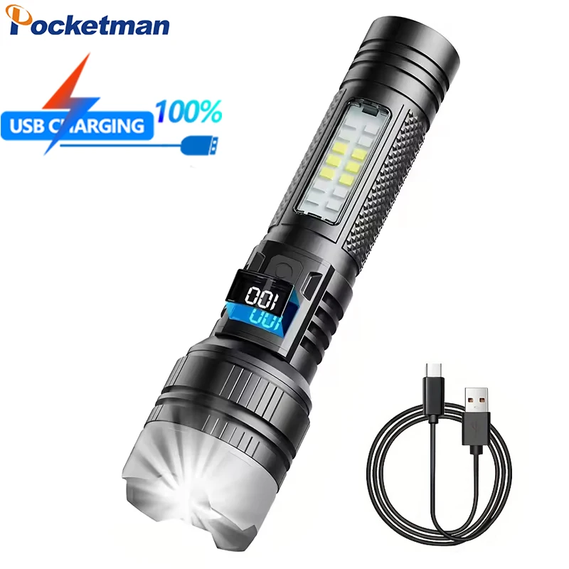 

High Power LED Flashlight 5 Lighting Modes USB Rechargeable Torch Outdoor Emergency Light Portable Tactical Flashlights