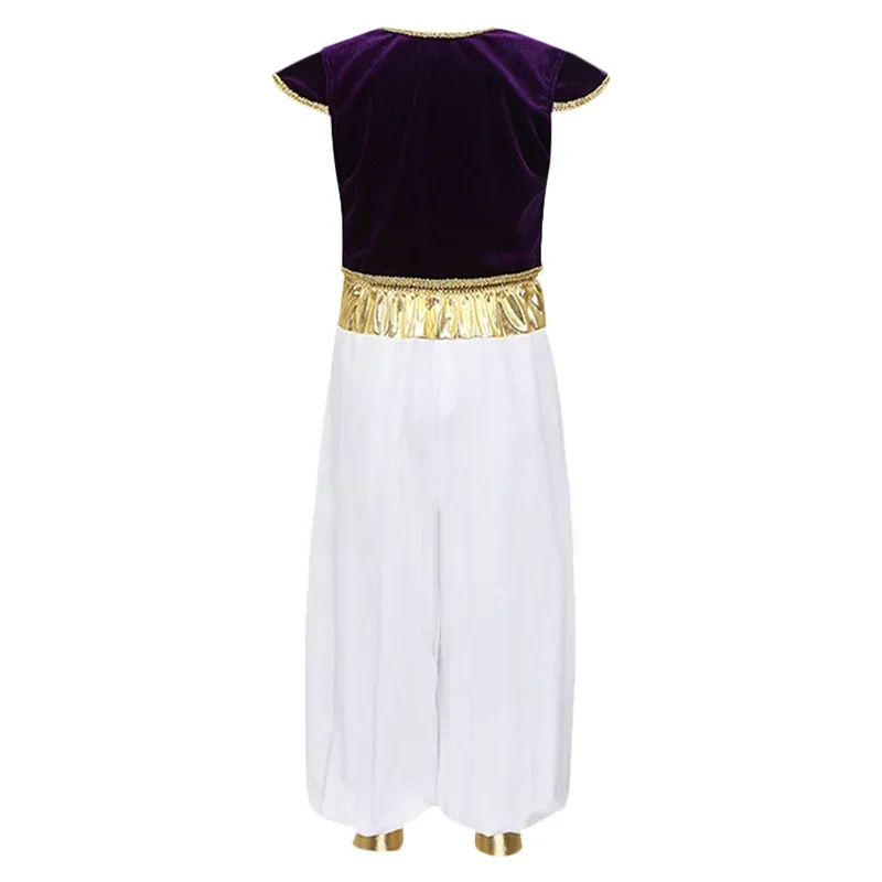 New 2025 Movie Aladdin Prince Cosplay Costume Kids Boy Uniform Cardigan Vest Pants Halloween Party Suit Comic Con Outfits