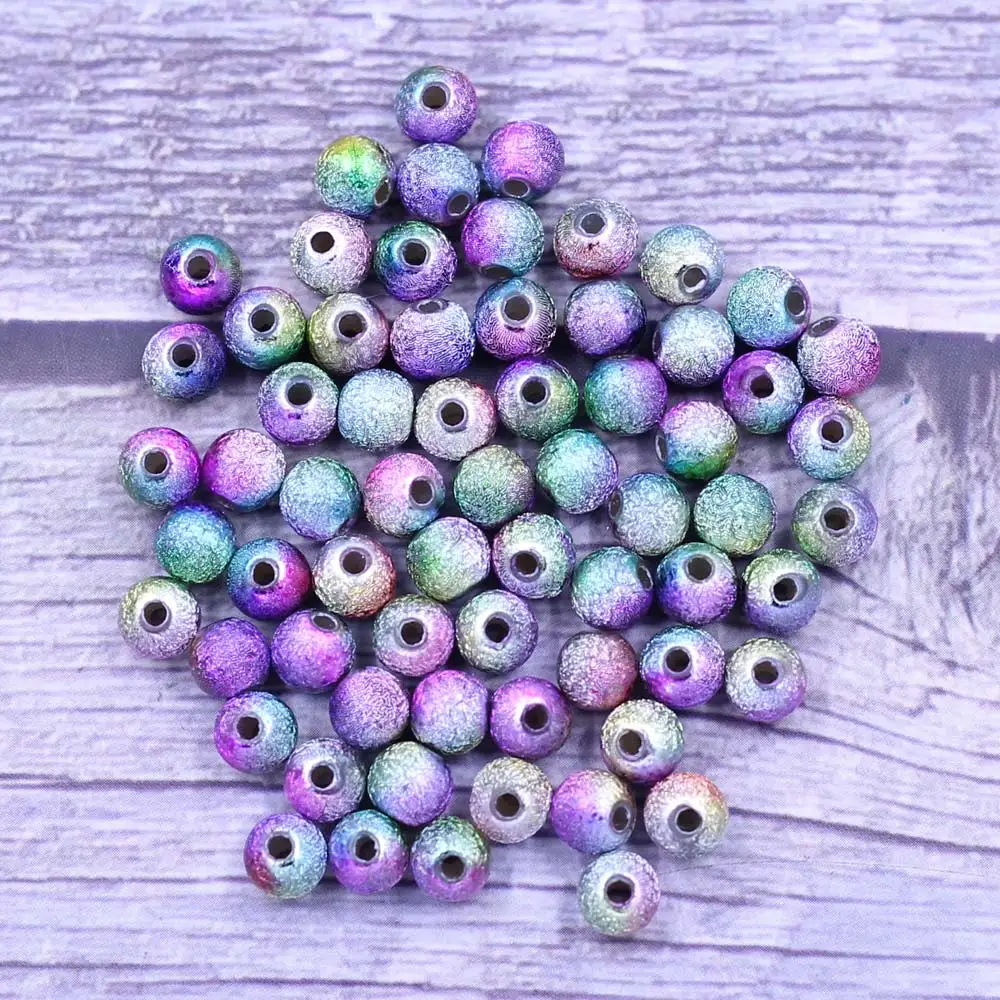 500PCS Fantasy Multicolor Acrylic Round Spacer Beads 6/8mm Handicrafts Home Decoration Clothing Accessories DIY Material Package