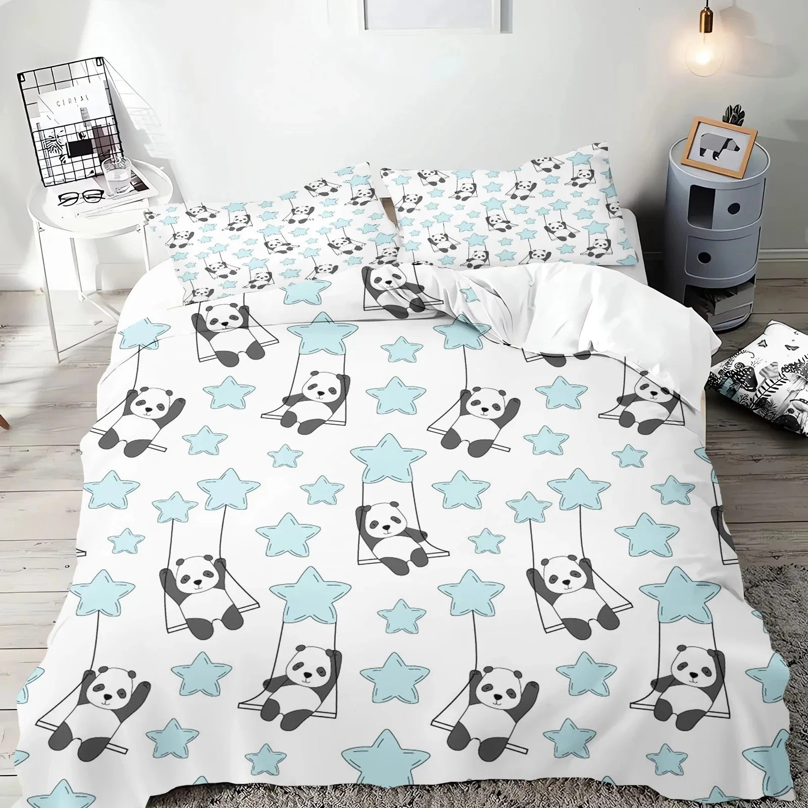 3 Cute Panda Bedding Set  3D Printed  Animals Panda Duvet Cover Pillow Cases Comforter Bedding Sets Bedroom Decoration