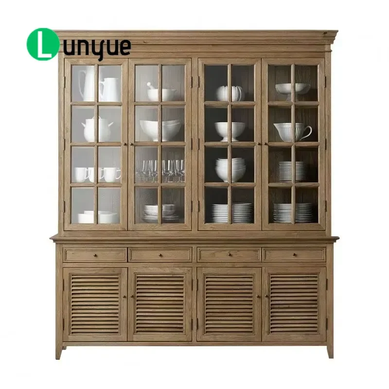 American Style Retro Wood Sideboard Cabinet High End Fashionable Storage Cupboard for Restaurant Dining Room Custom Furniture