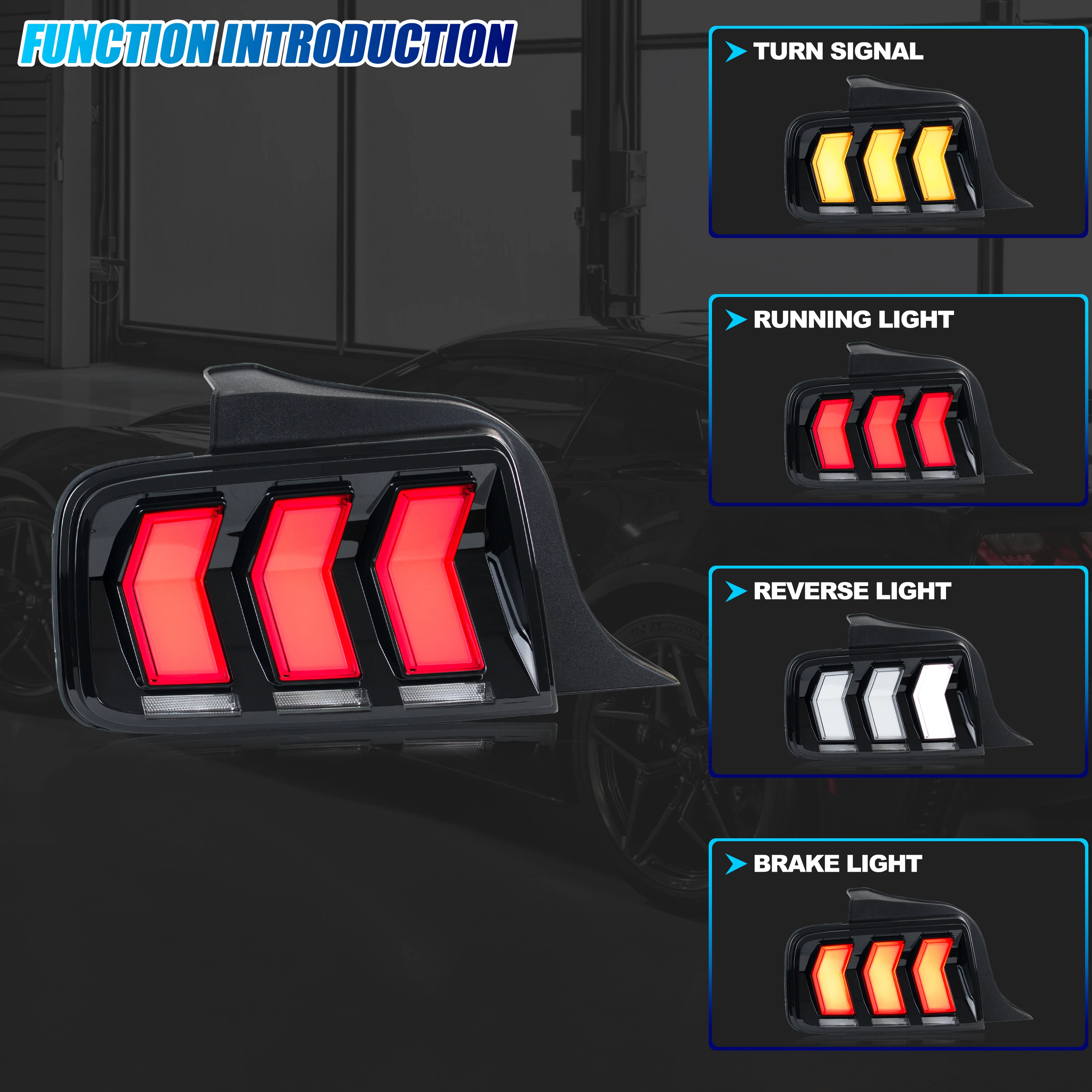 LED S650 Tail Lights for Ford Mustang S-197 2005-2009 Sequential Turn Signal Dynamic Animation Rear Lamps Assembly