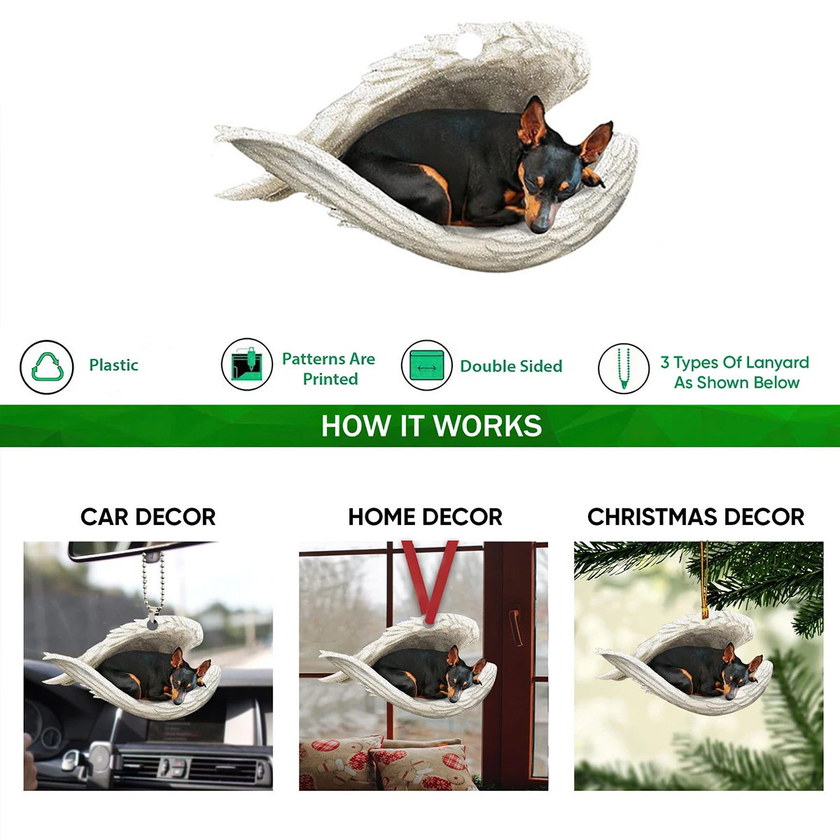 Sleep Angel Winged Dog Christmas Tree Pendant Acrylic Plane Print 2d Hanging Ornament Xmas Home Party Decoration