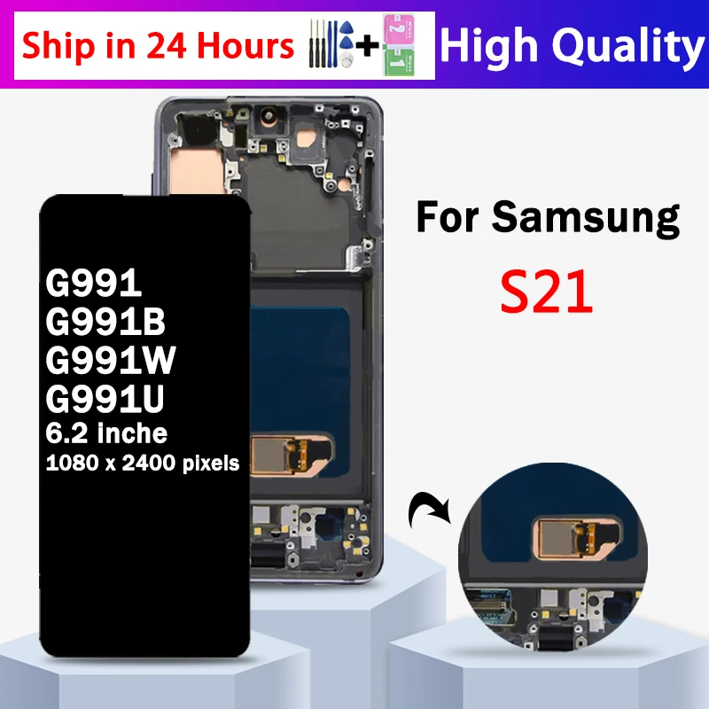 TFT Quality S21 Display Screen For Samsung S21 5G LCD G991B G991B/DS G991U Display Touch Screen Digitizer with Frame