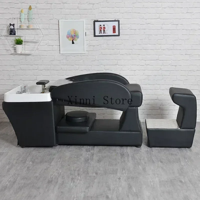 Luxury Stylist Head Spa Bed Barber Hair Salon Hairdressing Shower Shampoo Bed Massage Lounge Sillas Salon Equipment LJ50SC