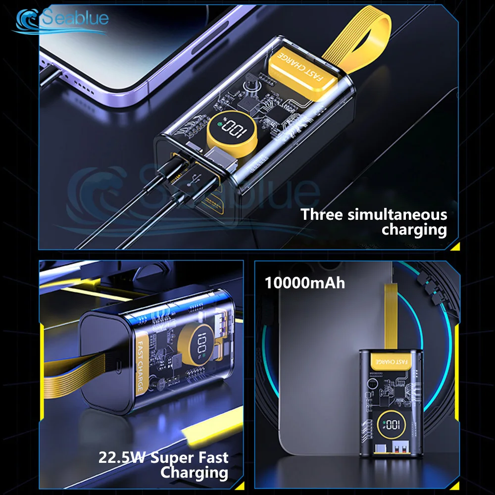 21700 18650 Etui z ładowarką DIY Przezroczysty powerbank Powłoka PD22.5W Szybkie ładowanie 10000mAh Polimerowa bateria power bank box