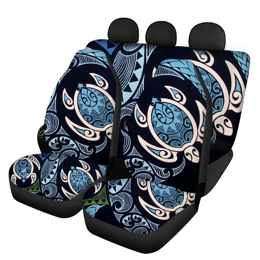 4Pcs High Quality Front And Back Car Seat Covers For Most Cars Hawaii Polynesian Sea Tortoise Print Car Seat Cushion Protector