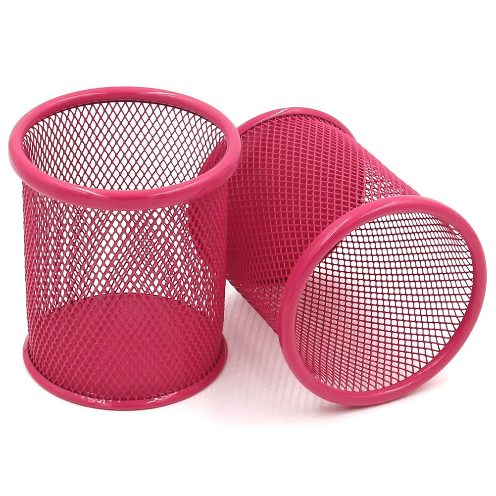 

2pcs Round Mesh Steel Pencil Holder desktop organizer pencil cup office supplies